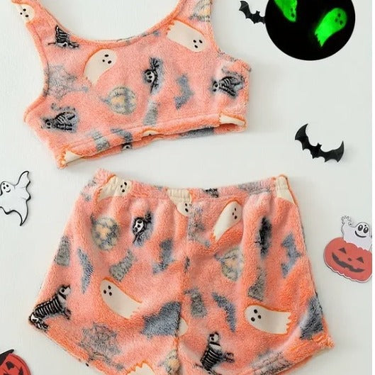 Halloween Print Tank & Shorts Pajama Set