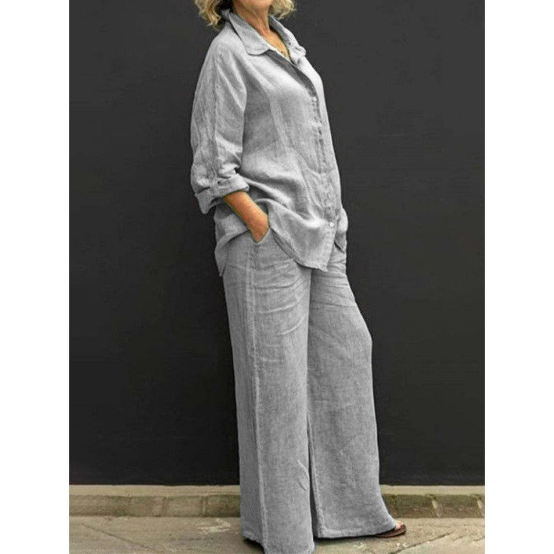 Button-Front Shirt & Pants Set
