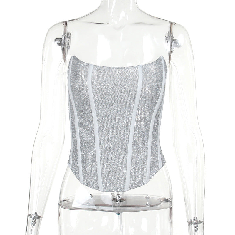 Shimmer Lace-Up Corset Top