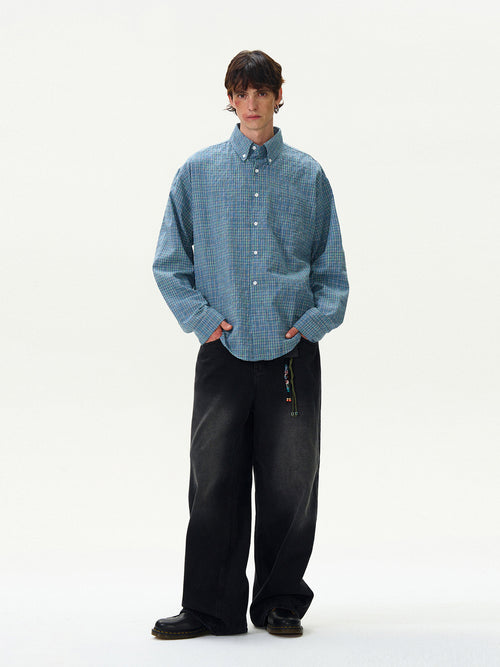 Checked Button-Up Shirt