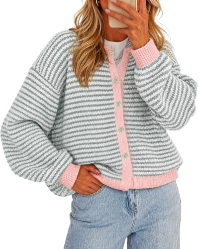 Striped Button Cardigan