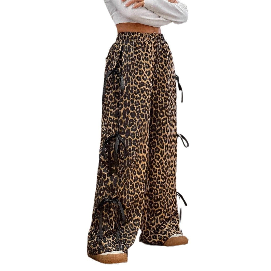 Bow-Side Wide-Leg Pants