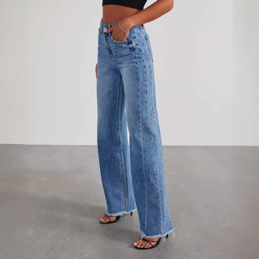 Side-Seam Wide-Leg Jeans
