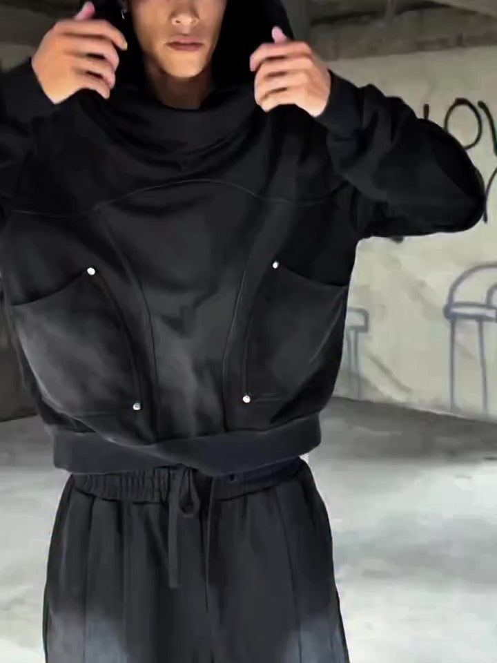 Panelled Cropped Hoodie