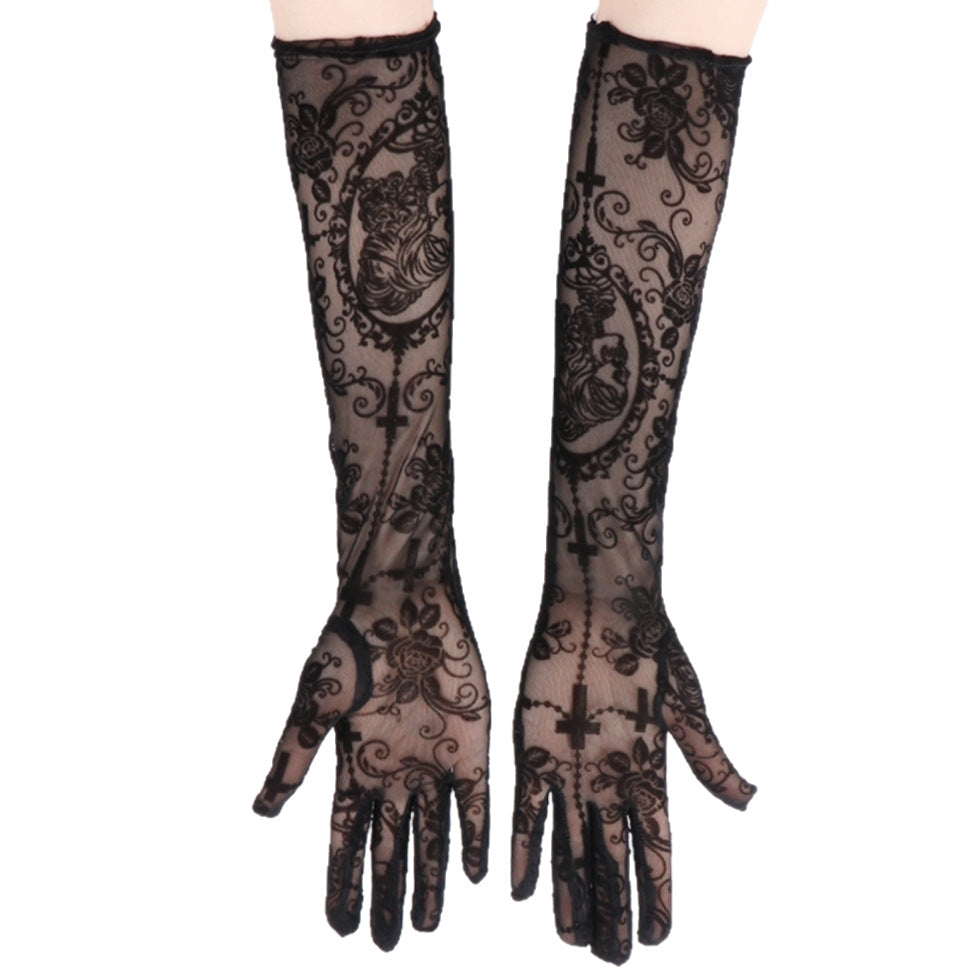 Skull & Cross Lace Gloves