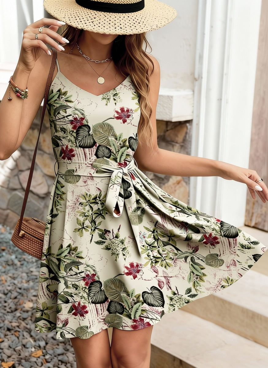 Printed V-Neck Cami Dress