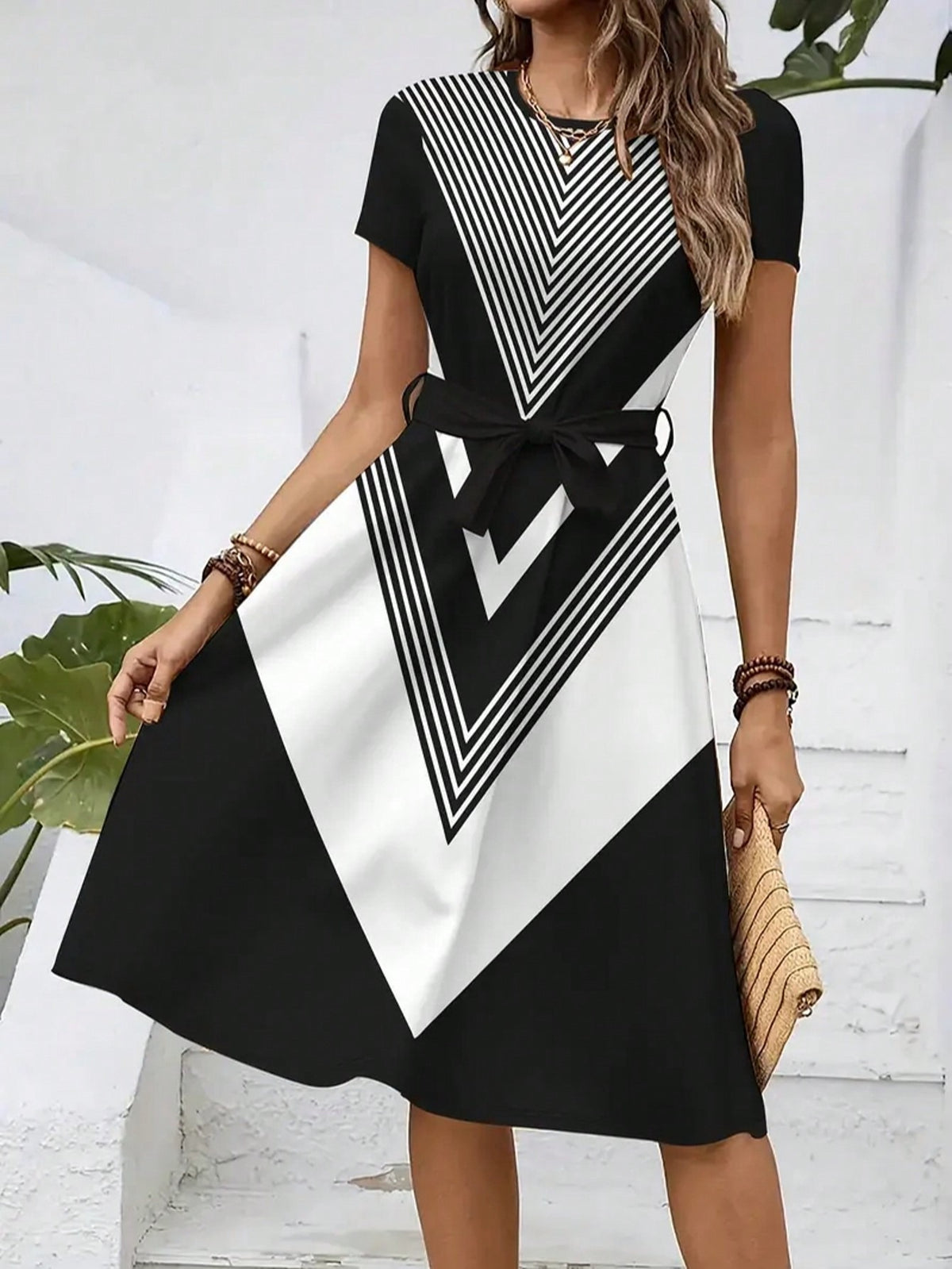 Printed Belted Dress