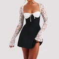 Lace-Up Back Lace Mini Dress
