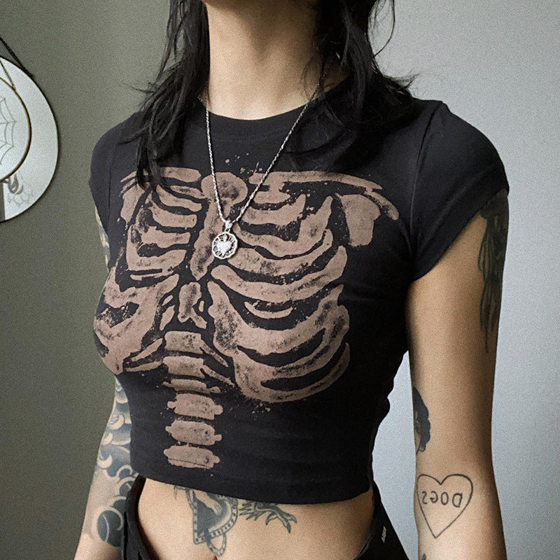 Ribcage-Print Crop T-Shirt
