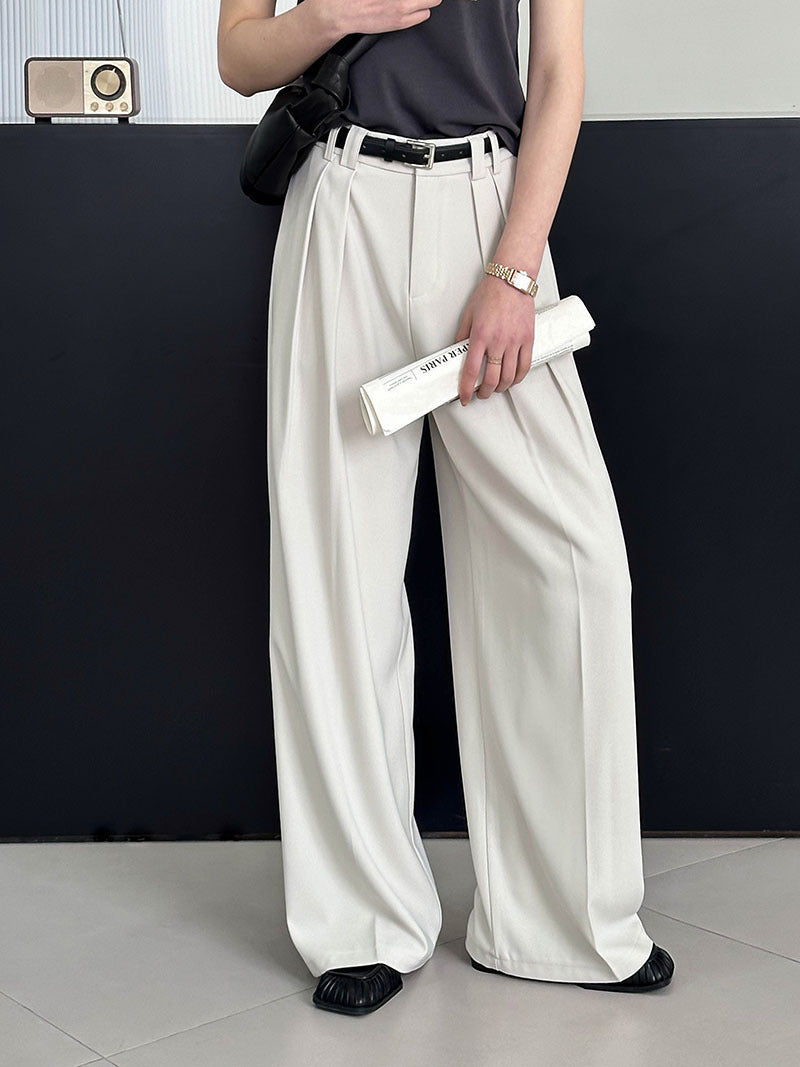 Double-Pleat Wide-Leg Trousers