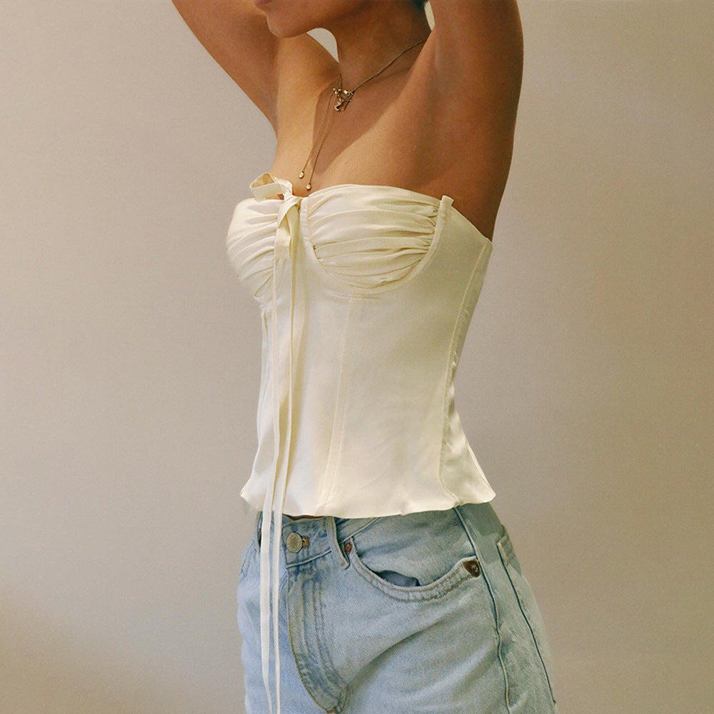 Tie-Front Satin-Finish Cami