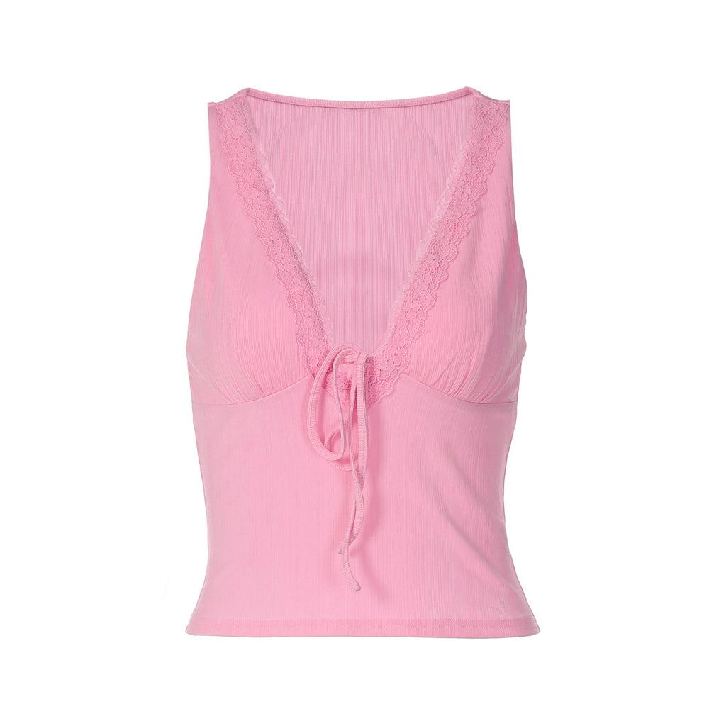 Lace-Trim Tie-Front Camisole