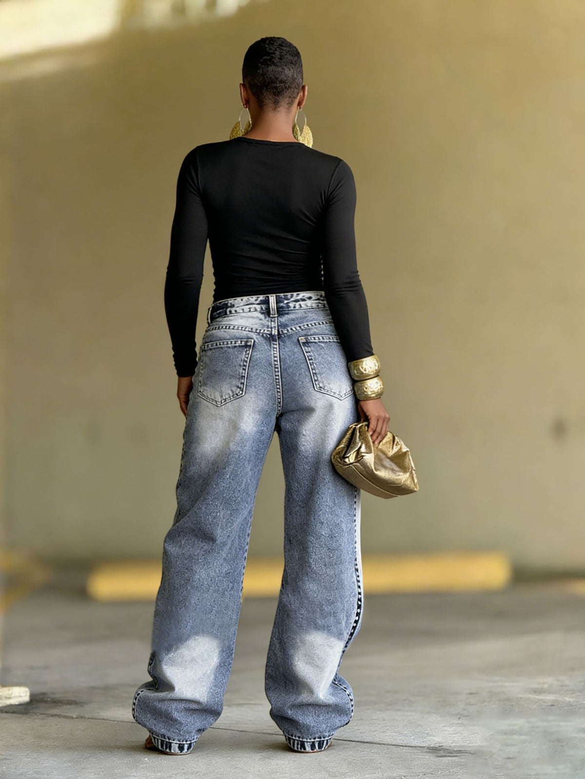Layered Washed Jeans