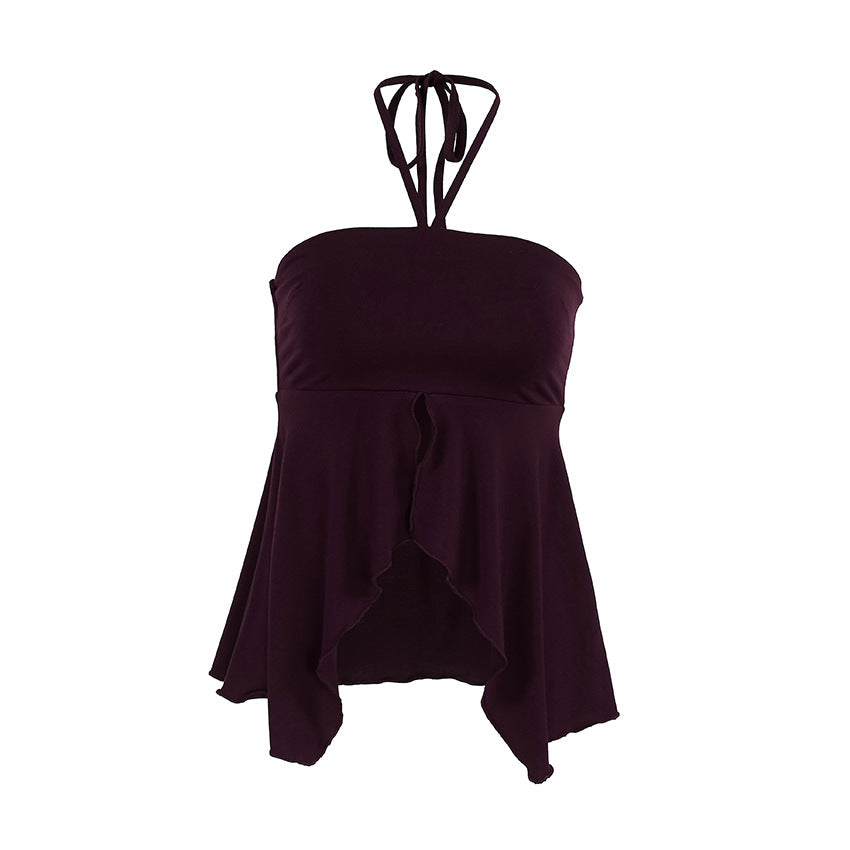 Split-Hem Halter Top